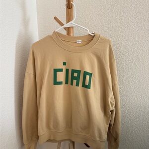 CIAO Graphic Crewneck Sweater in Tan